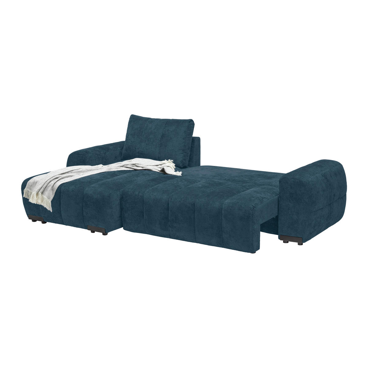 ECKSOFA Flachgewebe Petrol  - Schwarz Hochglanz/Petrol, Modern, Textil/Metall (166/93/273cm) - MID.YOU