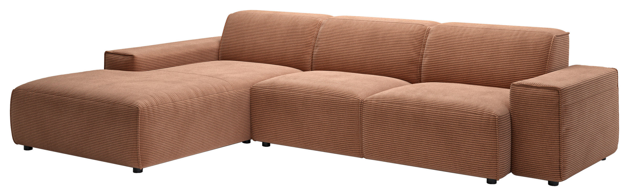 ECKSOFA in Cord Rostfarben  189/300 cm  - Rostfarben/Schwarz, Design, Kunststoff/Textil (189/300cm) - Pure Home Lifestyle