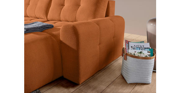 ECKSOFA Rostfarben Flachgewebe  - Rostfarben/Schwarz, KONVENTIONELL, Kunststoff/Textil (256/157cm) - Carryhome