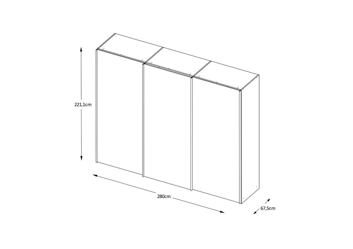 SCHWEBETÜRENSCHRANK  in Weiß  - Chromfarben/Weiß, Design, Glas/Holzwerkstoff (280/222/68cm) - Moderano
