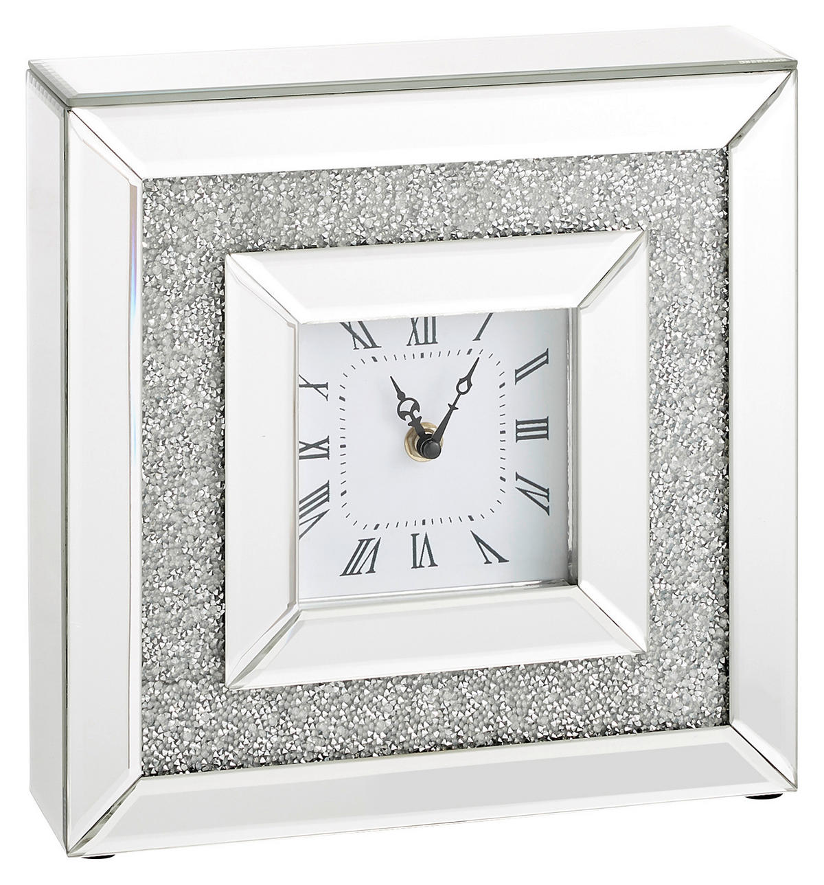 TISCHUHR Silberfarben 25,5/25,5/7,5 cm  - Silberfarben, Design, Glas/Holzwerkstoff (25,5/25,5/7,5cm) - Xora