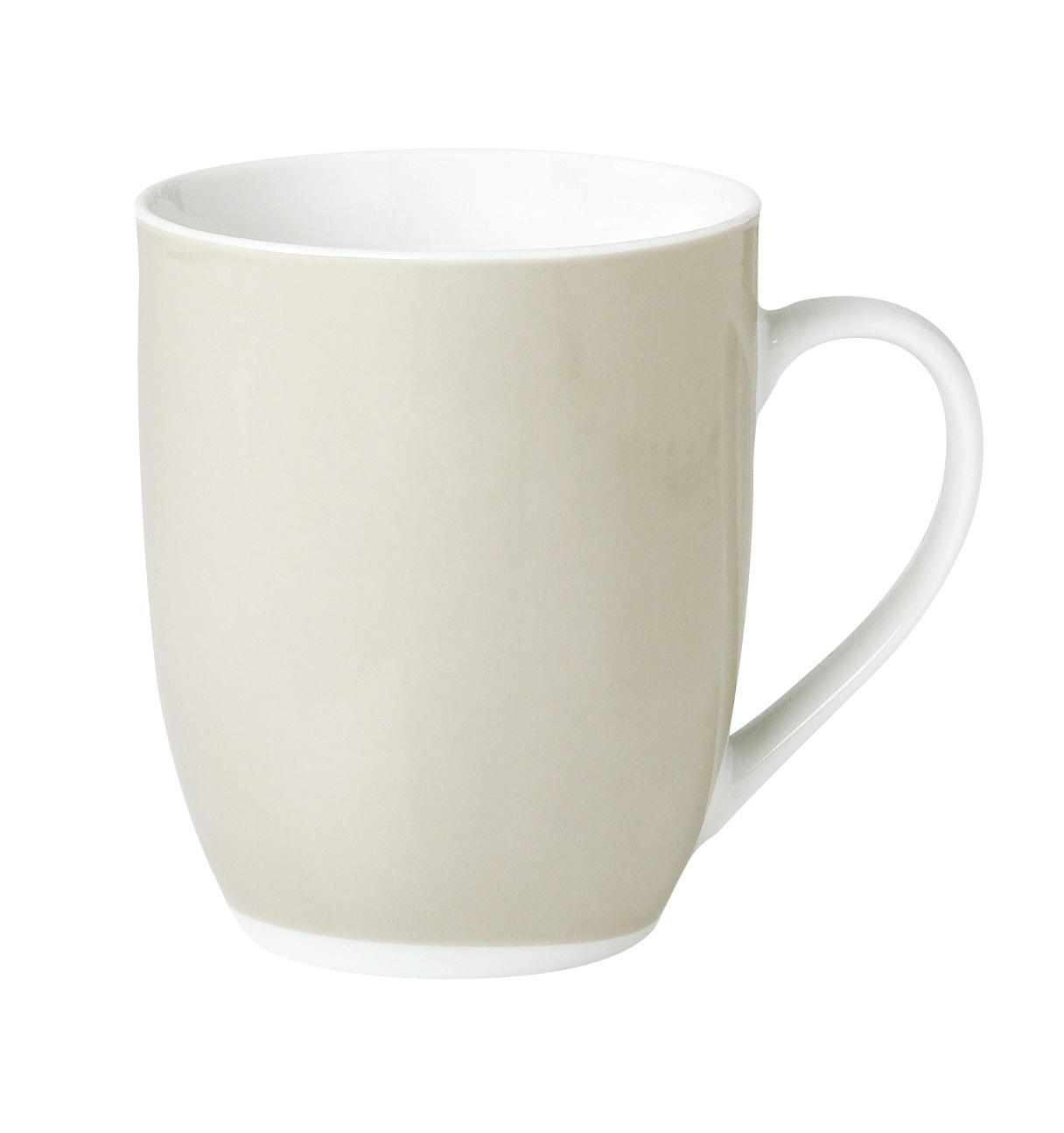 KAFFEEBECHERSET 6-teilig Keramik Porzellan Weiß, Taupe - Taupe/Weiß, Basics, Keramik (11/10/8cm)