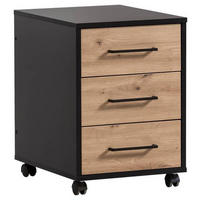 ROLLCONTAINER Eiche Artisan, Schwarz  - Schwarz/Eiche Artisan, MODERN, Holzwerkstoff/Kunststoff (40,1/57/50cm) - MID.YOU