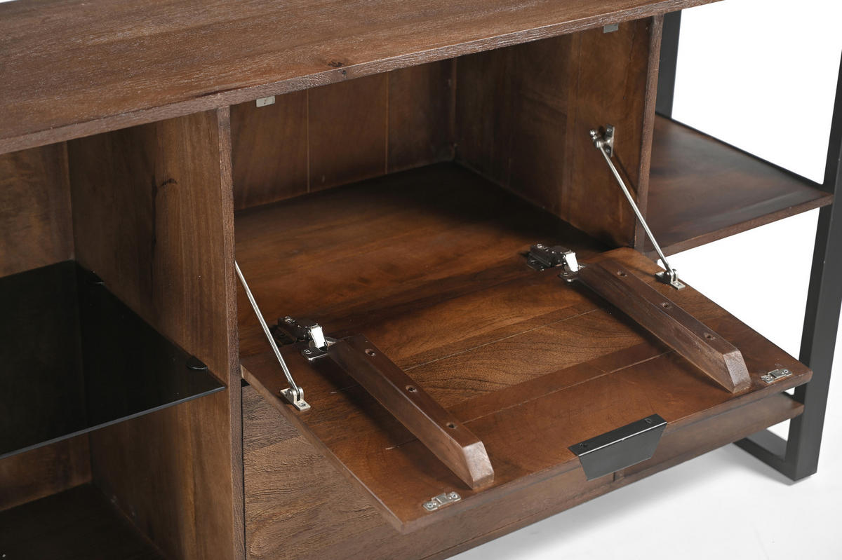 SIDEBOARD  178/80/40 cm 2 Schublade(n)  - Dunkelbraun/Anthrazit, KONVENTIONELL, Glas/Holz (178/80/40cm) - Livetastic