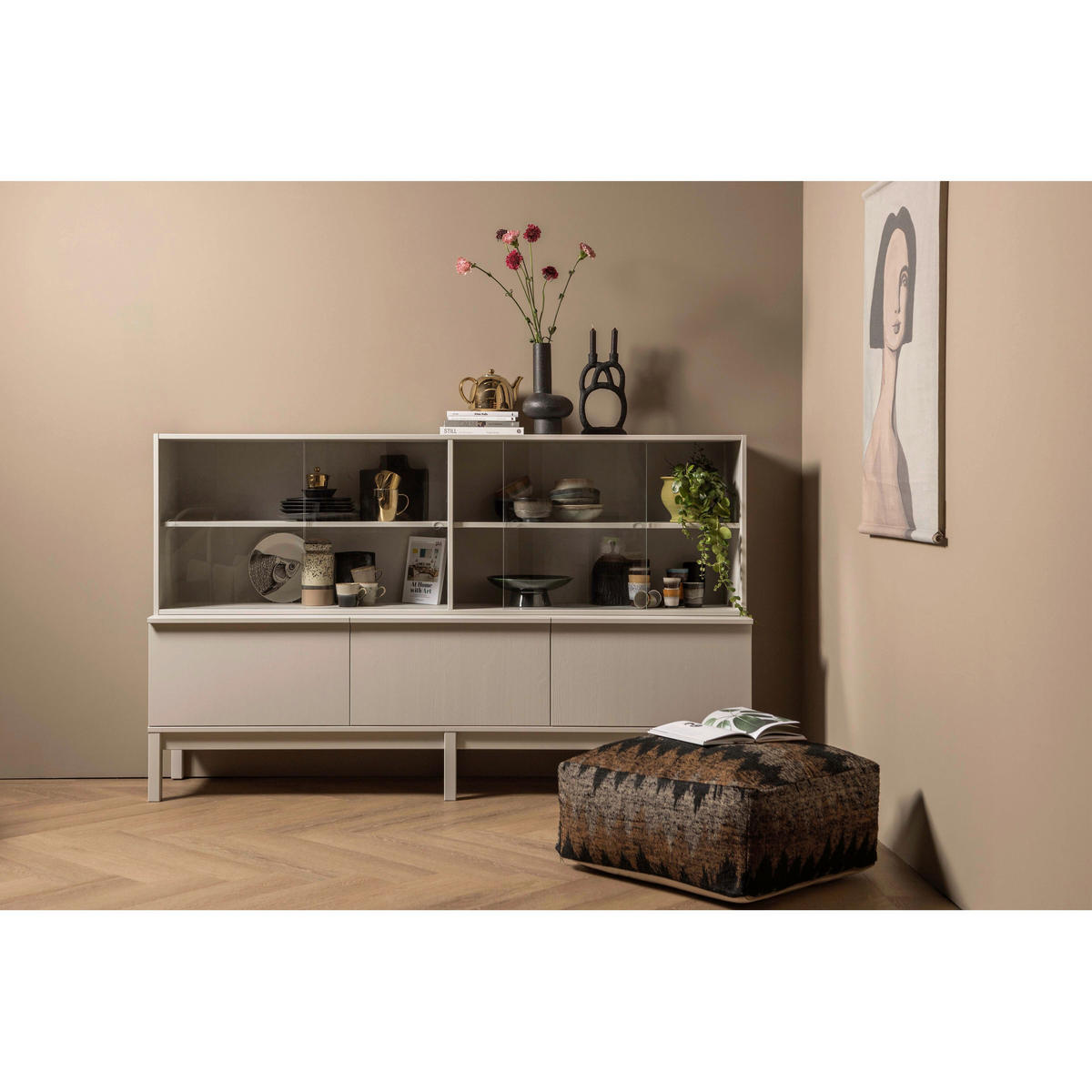 AUFSATZSCHRANK 200/60/35 cm  - Grau, Design, Glas/Holz (200/60/35cm) - Livetastic