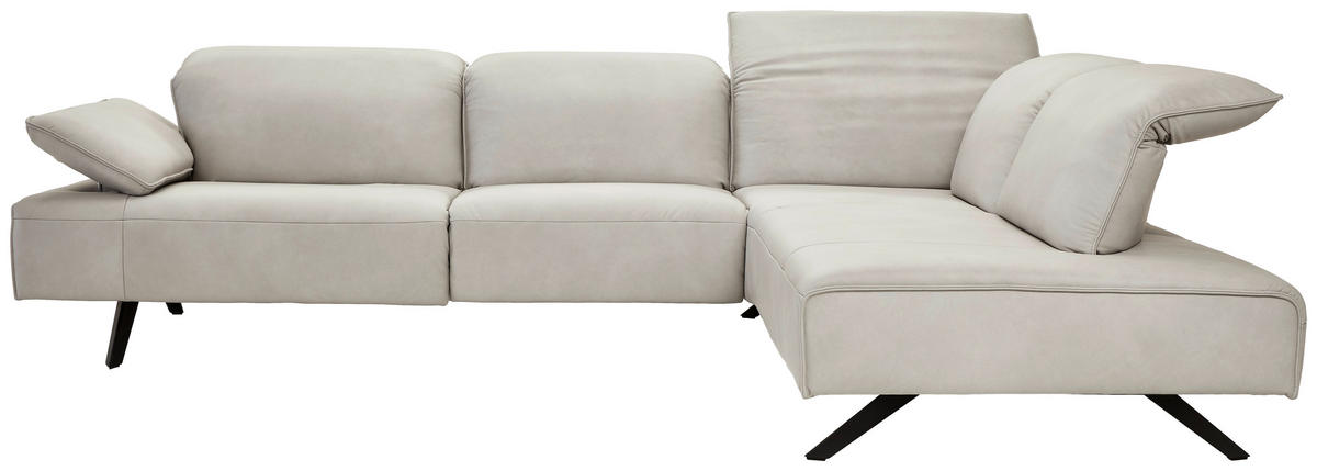 ECKSOFA in Echtleder Greige  - Greige/Anthrazit, Design, Leder/Metall (290/230cm) - Johann Jakob