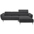 ECKSOFA  in Cord Anthrazit  277/174 cm  - Anthrazit/Schwarz, KONVENTIONELL, Textil/Metall (277/174cm) - Carryhome