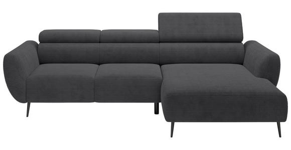 ECKSOFA  in Cord Anthrazit  277/174 cm  - Anthrazit/Schwarz, KONVENTIONELL, Textil/Metall (277/174cm) - Carryhome