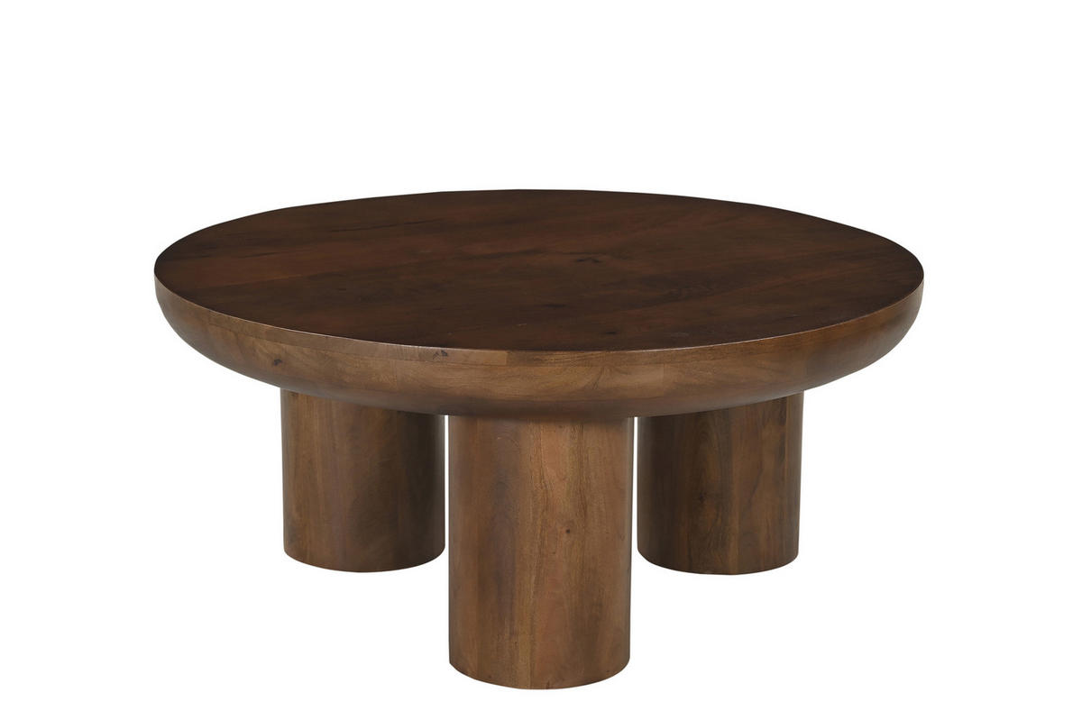 COUCHTISCH Mangoholz massiv 90/90/40 cm rund Braun  - Braun, Design, Holz (90/90/40cm) - MID.YOU