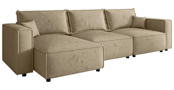 ECKSOFA Beige Webstoff Zierkissen, Rückenkissen, Rücken echt  - Beige/Schwarz, MODERN, Kunststoff/Textil (153/350cm) - Xora