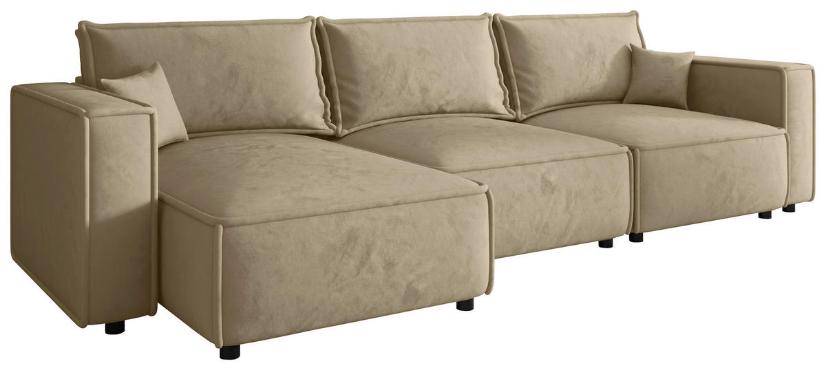 ECKSOFA Beige Webstoff Zierkissen, Rückenkissen, Rücken echt  - Beige/Schwarz, MODERN, Kunststoff/Textil (153/350cm) - Xora