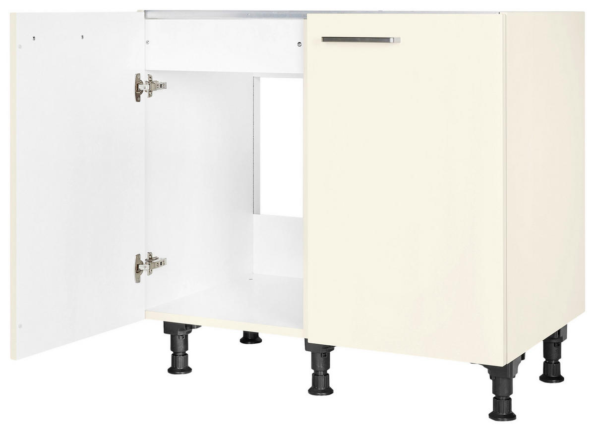 SPÜLENUNTERSCHRANK 90/87/56 cm  in Magnolie  - Edelstahlfarben/Magnolie, MODERN, Holzwerkstoff/Metall (90/87/56cm) - Nobilia
