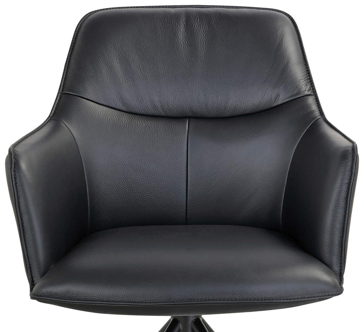 ARMLEHNSTUHL  Sitzfläche 360° drehbar, automatische Rückholfunktion  Echtleder  Schwarz  - Schwarz, Design, Leder/Metall (60/84/64cm) - Novel