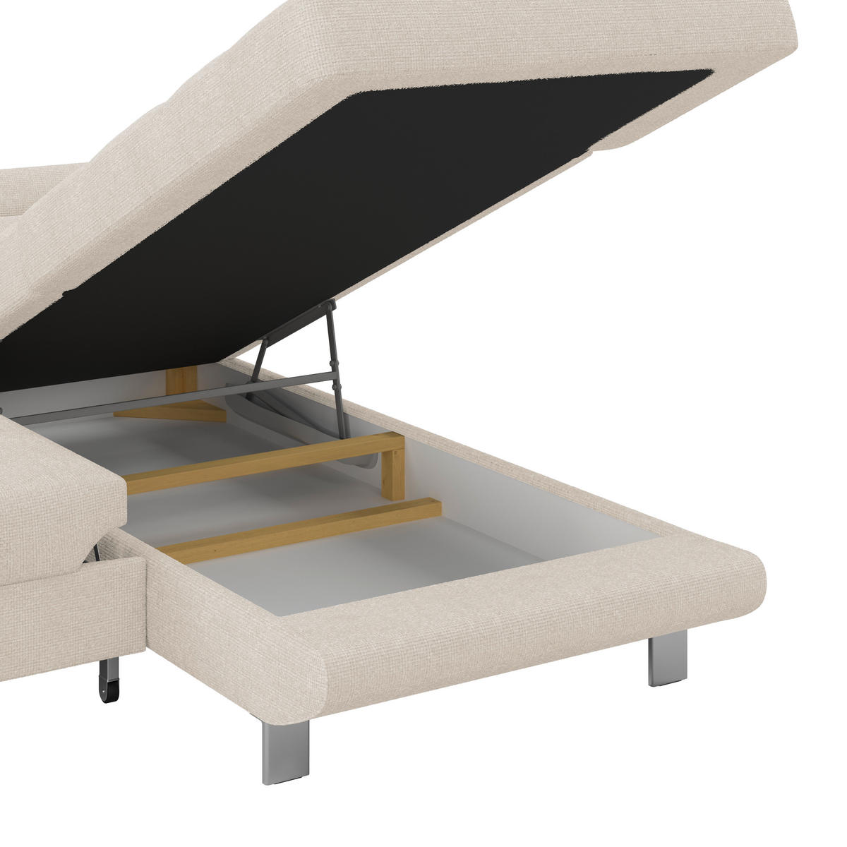 ECKSOFA in Drell Perlmutt  - Perlmutt, Modern, Textil/Metall (270/230cm) - MID.YOU