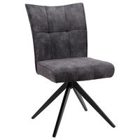 STUHL - Dunkelgrau/Schwarz, Design, Textil/Metall (47/92/66cm) - Hom`in