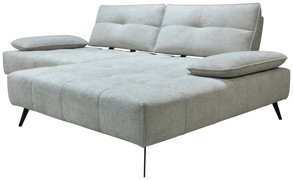 ECKSOFA Ottomane rechts  Greige Chenille  - Greige/Schwarz, Design, Textil/Metall (284/188cm) - Stylife