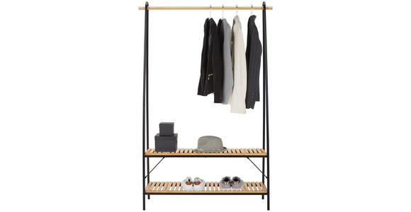 GARDEROBENSTÄNDER in Schwarz, Kieferfarben 111,5/170/45 cm   - Schwarz/Kieferfarben, Design, Holz/Metall (111,5/170/45cm) - Carryhome
