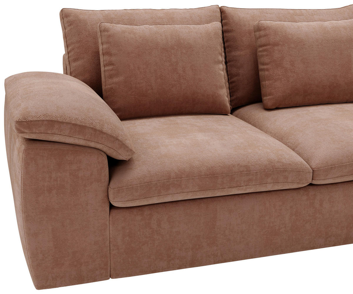 ECKSOFA Chenille Koralle  - Koralle/Schwarz, Design, Kunststoff/Textil (289/216cm) - Livetastic