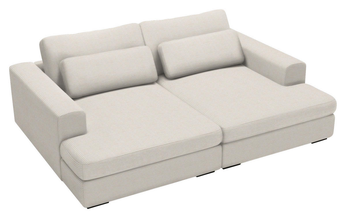 BIGSOFA in Cord Ecru  - Ecru/Schwarz, Design, Textil (223/80/158cm) - Lomoco