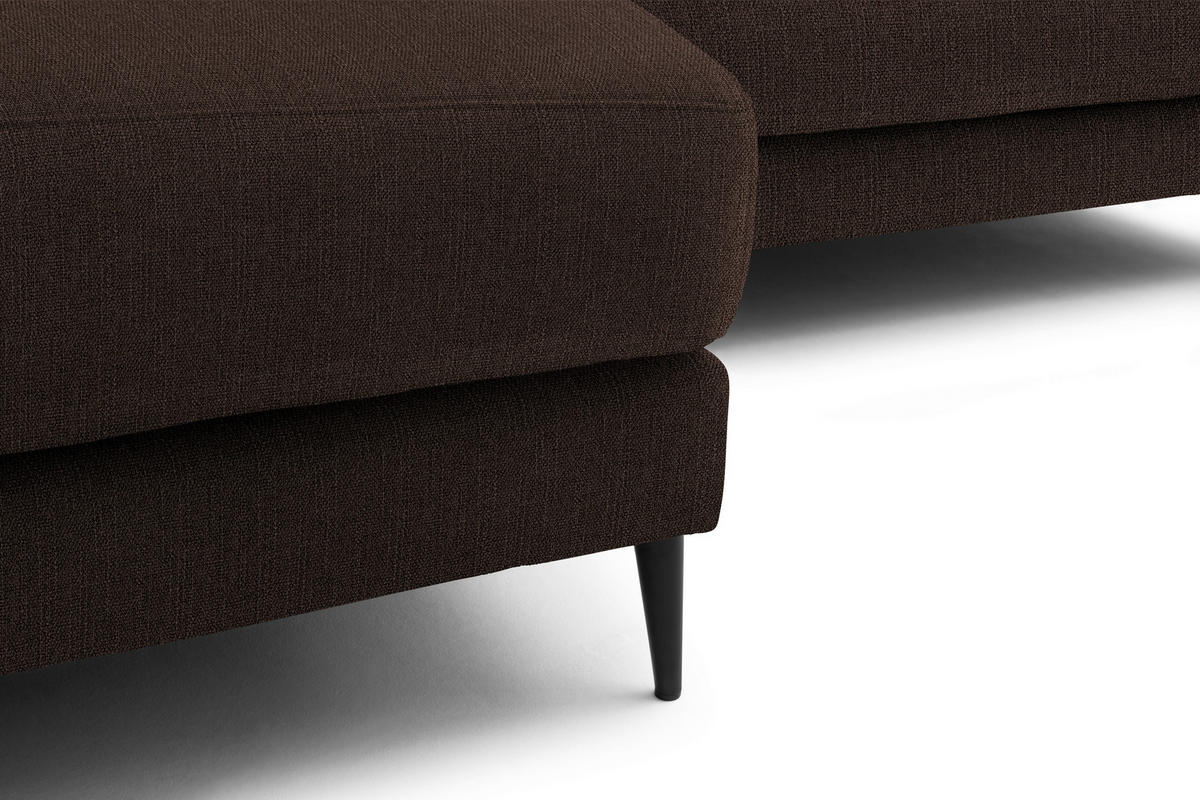 ECKSOFA in Flachgewebe Dunkelbraun  - Dunkelbraun/Schwarz, Design, Textil/Metall (177/253cm) - Dieter Knoll