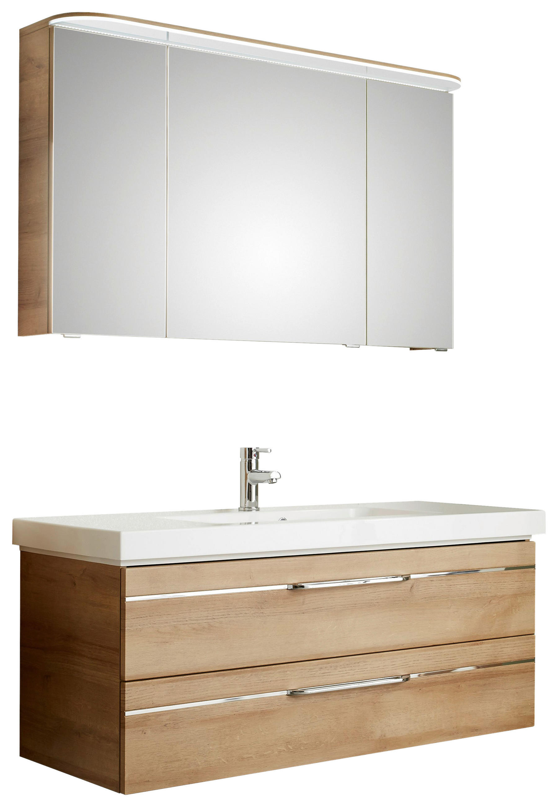 BADEZIMMER in 123 cm - Chromfarben/Eichefarben, KONVENTIONELL, Glas/Holzwerkstoff (123cm) - Pelipal