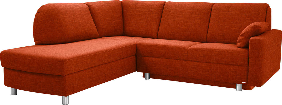 ECKSOFA in Chenille Orange  208/227 cm  - Alufarben/Orange, KONVENTIONELL, Textil/Metall (208/227cm) - Sedda