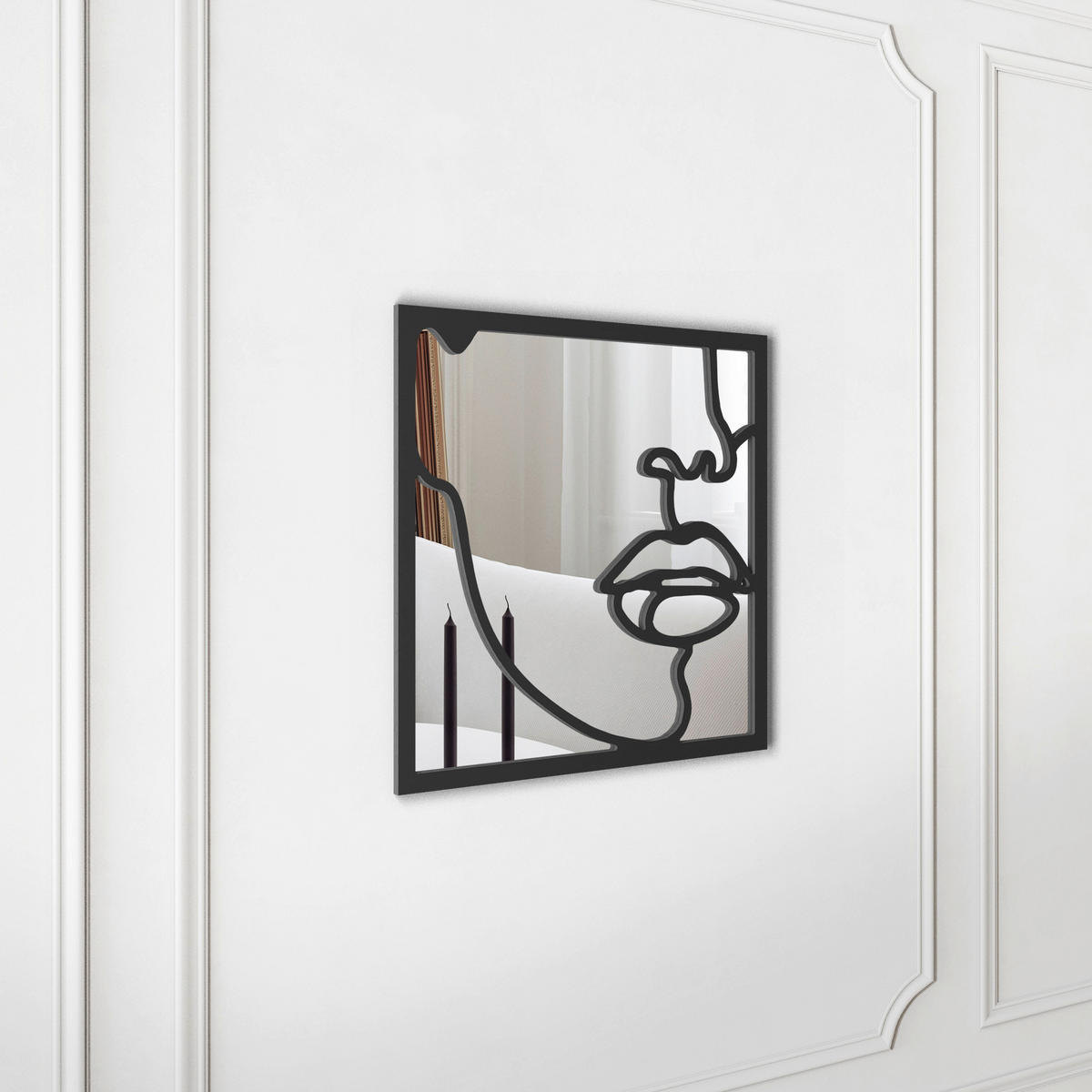 DEKOSPIEGEL  50/50 cm   in quadratisch  - Schwarz, Basics, Glas/Holz (50/50cm)