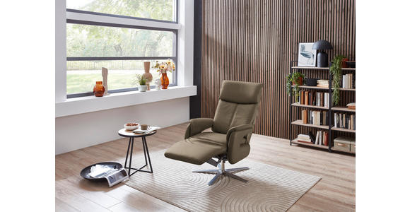 RELAXSESSEL in Leder Hellbraun - Hellbraun/Edelstahlfarben, Design, Leder/Metall (70/124/85cm) - Cantus