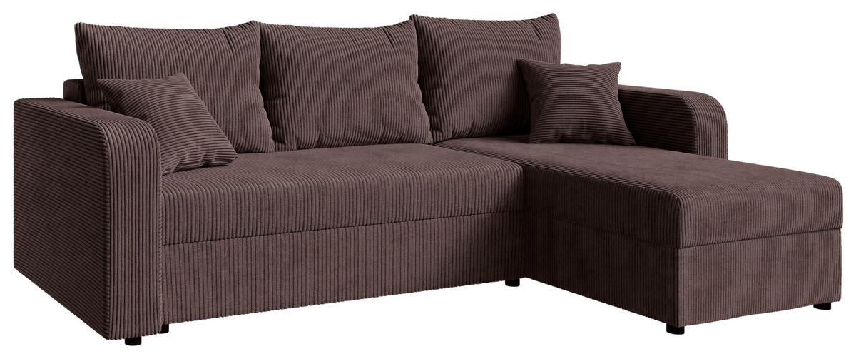 ECKSOFA Braun Cord  - Schwarz/Braun, KONVENTIONELL, Kunststoff/Textil (140/240cm) - Carryhome