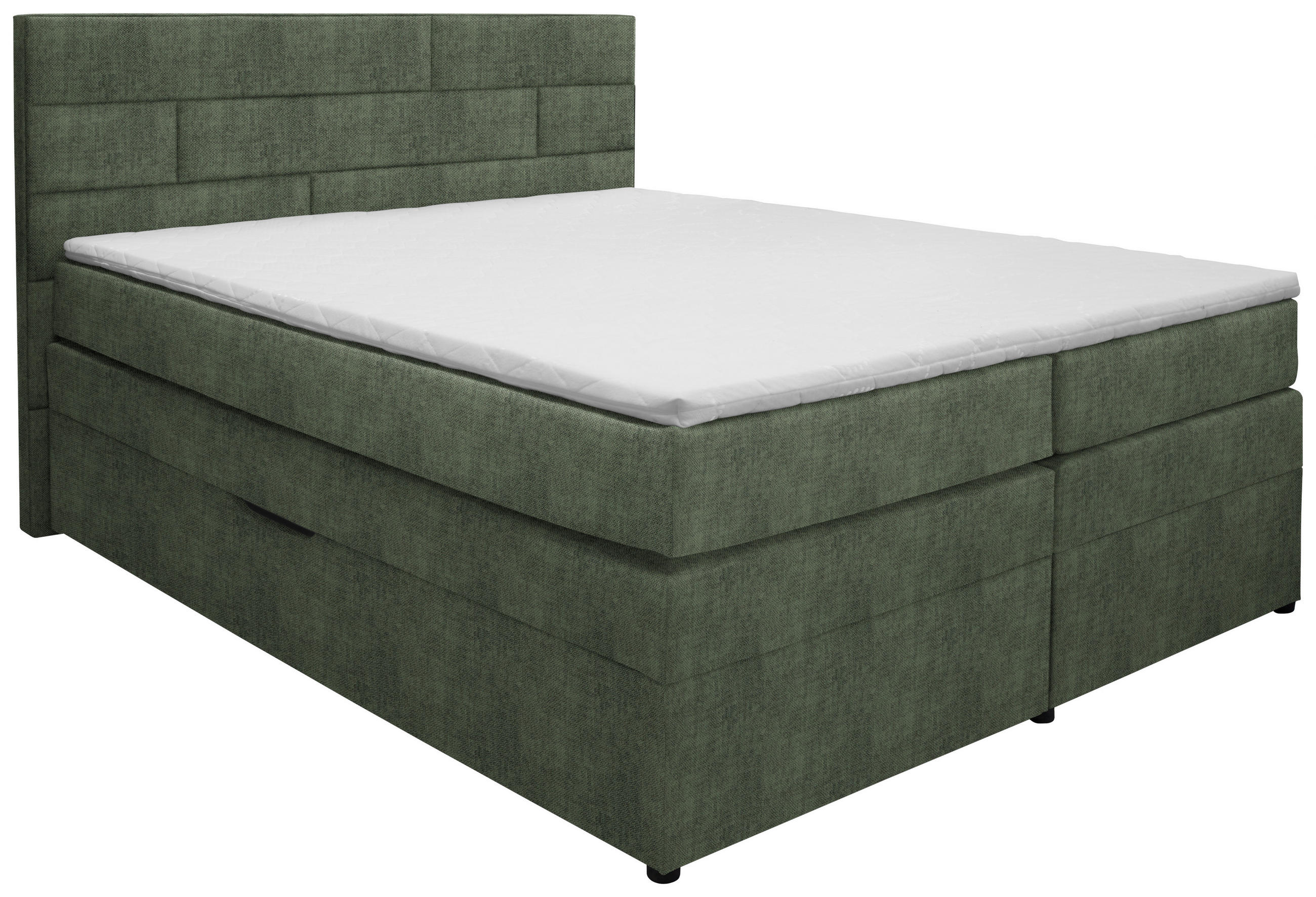 BOXSPRINGBETT 180/200 cm  in Olivgrün  - Wengefarben/Olivgrün, KONVENTIONELL, Holz/Textil (180/200cm) - Carryhome