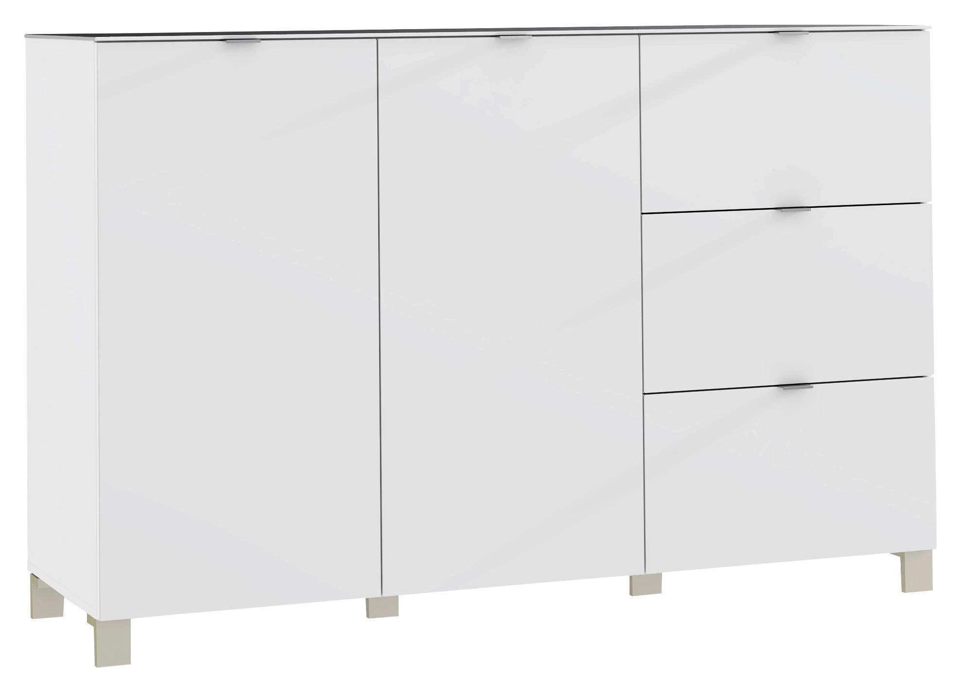 ŠIROKA KOMODA, bela  - barve nerjavečega jekla/bela, Design, kovina/umetna masa (165/105,1/52,2cm) - Hom`in