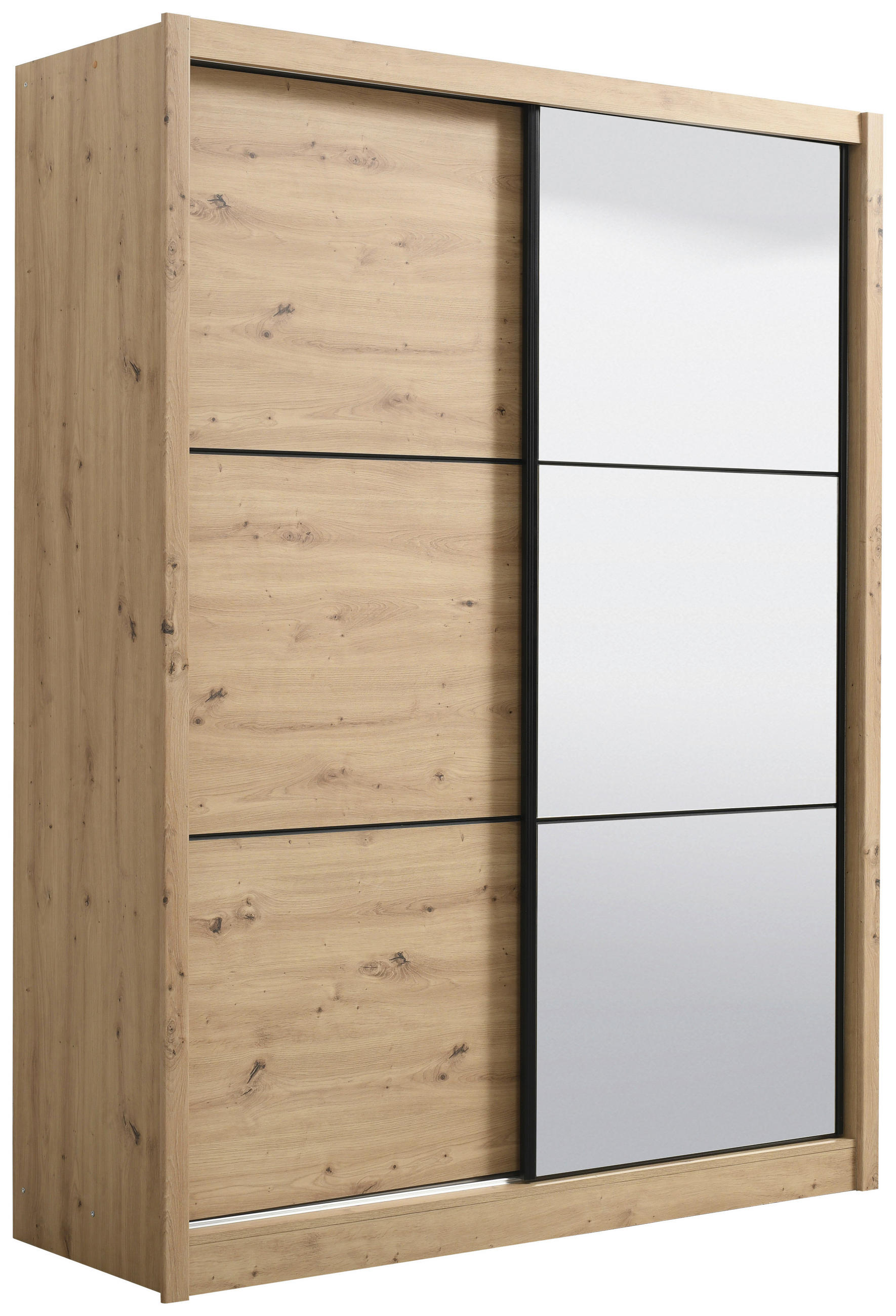 SCHIEBETÜRENSCHRANK 166/215,5/60 cm 2-türig Eiche Artisan  - Schwarz/Eiche Artisan, Basics, Glas/Holzwerkstoff (166/215,5/60cm) - Xora