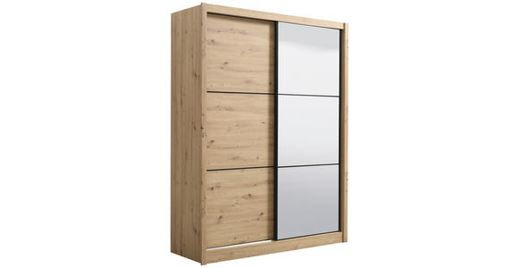 SCHIEBETÜRENSCHRANK 166/215,5/60 cm 2-türig Eiche Artisan  - Schwarz/Eiche Artisan, Basics, Glas/Holzwerkstoff (166/215,5/60cm) - Xora