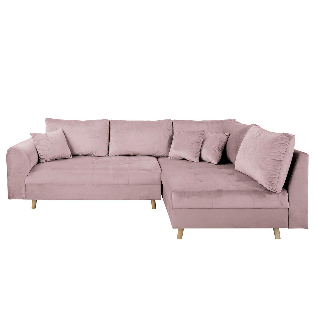 ECKSOFA Ariella in Samt Rosa  231/161 cm  - Naturfarben/Rosa, Design, Holz/Textil (231/161cm) - Livetastic