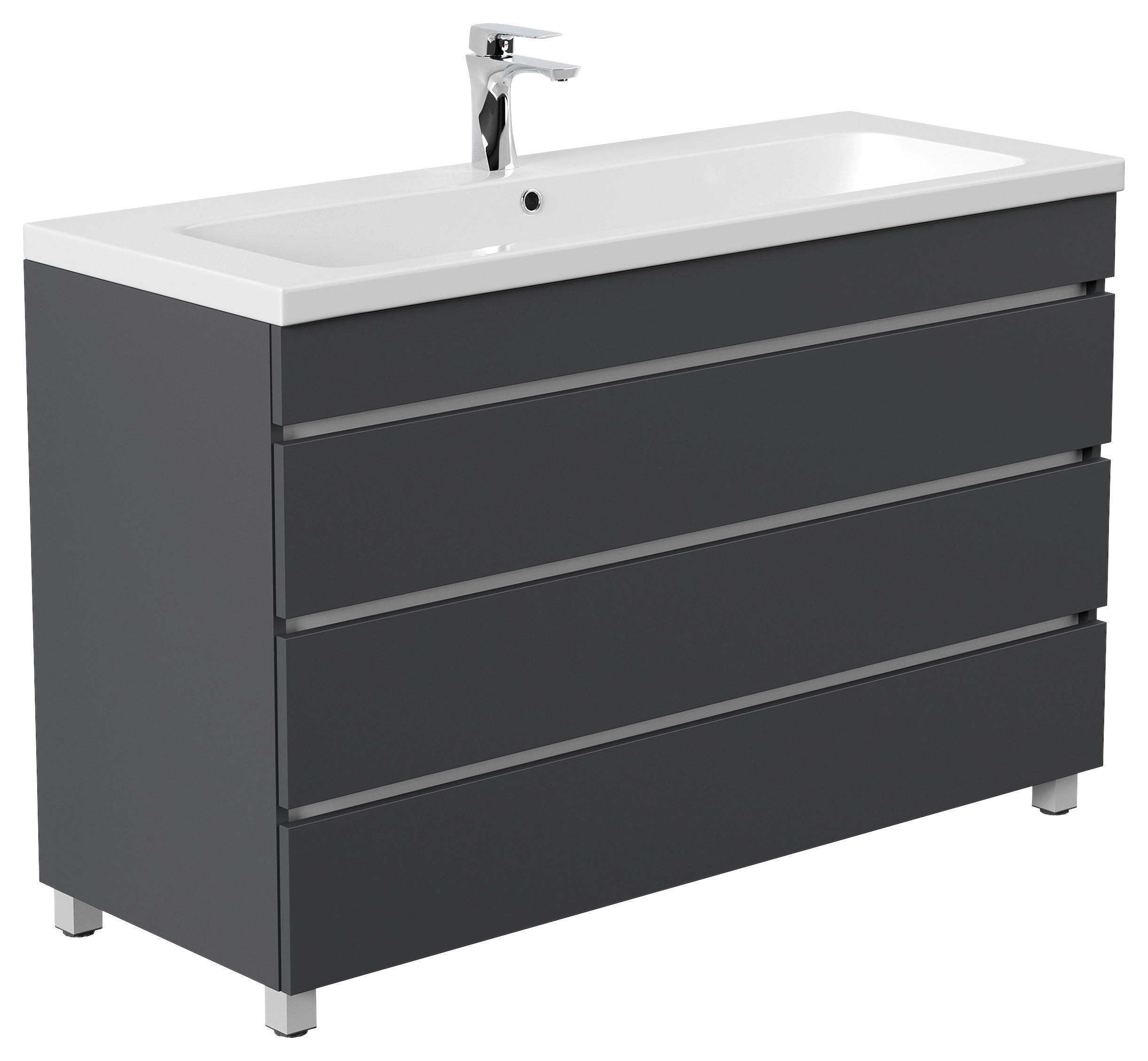 WASCHTISCHKOMBI 120 cm  - Graphitfarben/Weiß, Basics, Holzwerkstoff/Stein (120cm) - MID.YOU