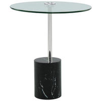 BEISTELLTISCH in Metall, Glas, Stein 44/44/50 cm  - Silberfarben/Schwarz, Design, Glas/Stein (44/44/50cm) - Kayoom