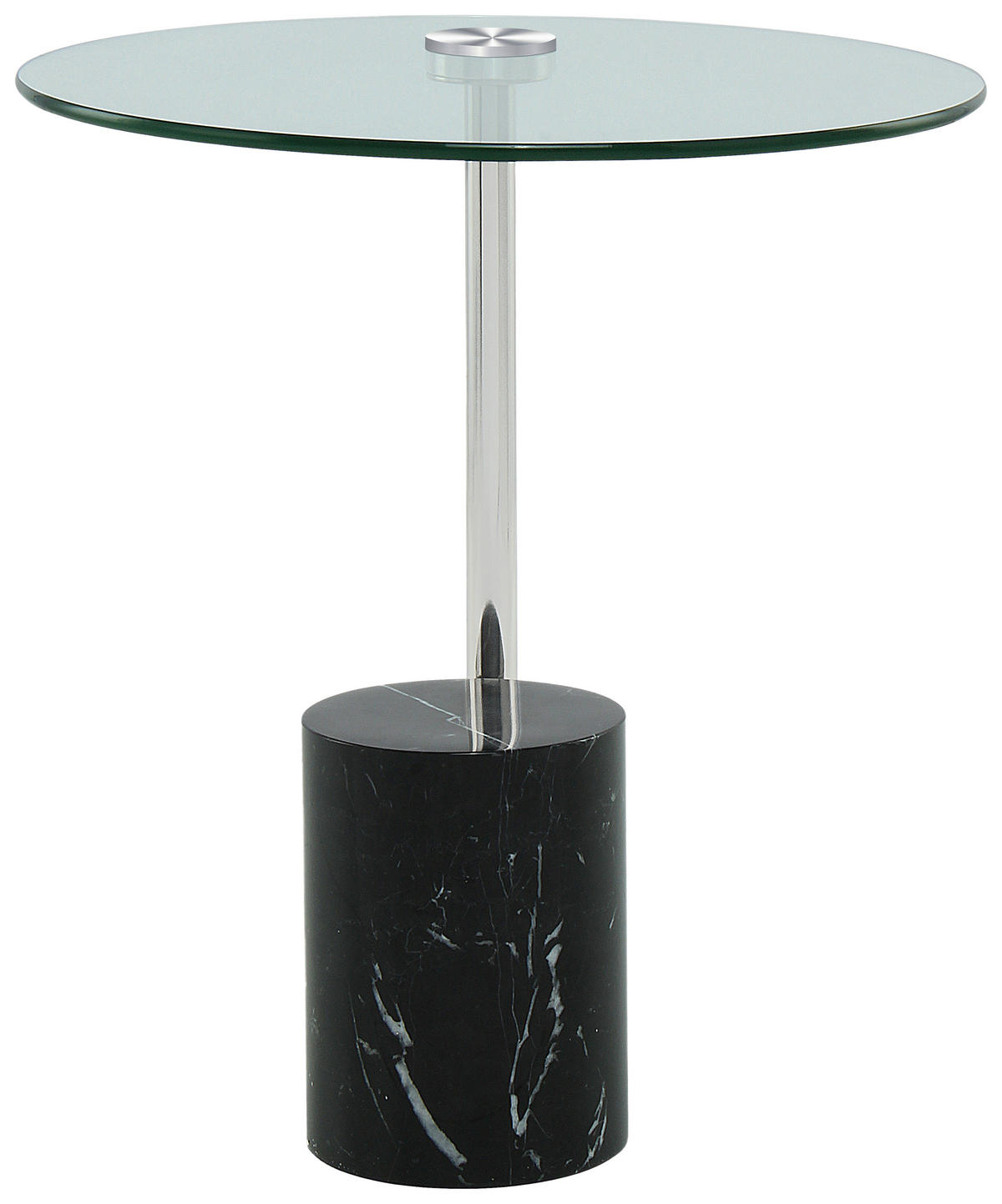 BEISTELLTISCH in Metall, Glas, Stein 44/44/50 cm  - Silberfarben/Schwarz, Design, Glas/Stein (44/44/50cm) - Kayoom