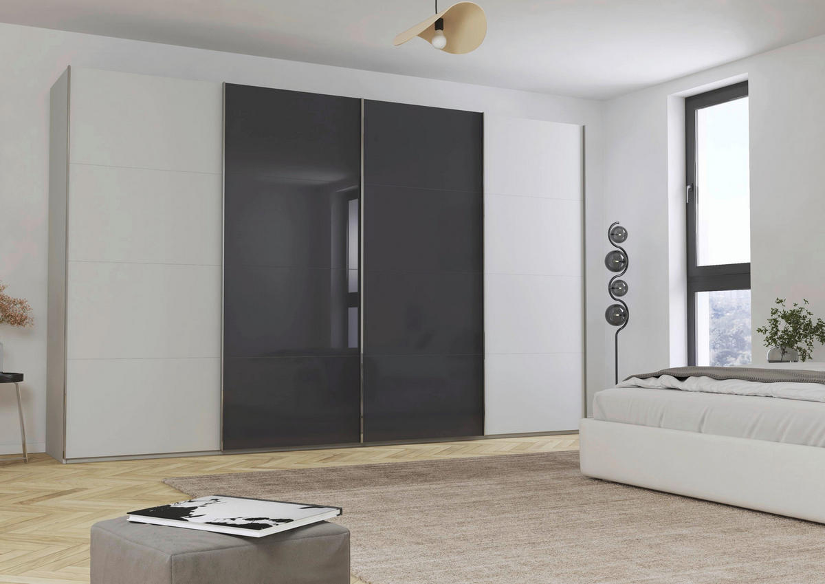SCHWEBETÜRENSCHRANK 361/235/68 cm 4-türig  - Chromfarben, KONVENTIONELL, Glas/Holzwerkstoff (361/235/68cm) - Novel