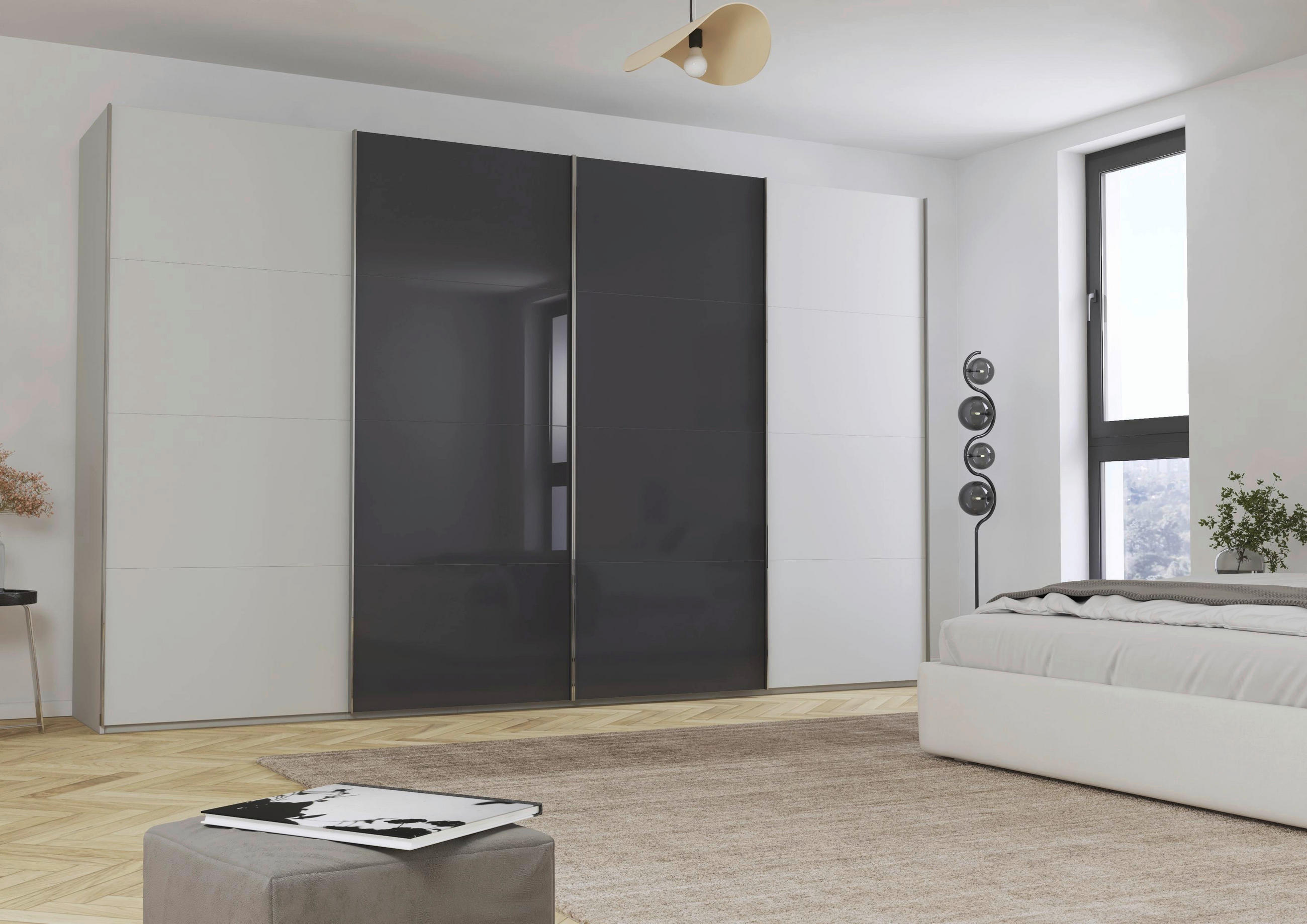 Thumbnail - Novel Schwebetürenschrank Saligo, Holzwerkstoff, 10 Fächer, 361x235x68 cm, Blauer Engel, Goldenes M, BQ - Bündnis für Qu...