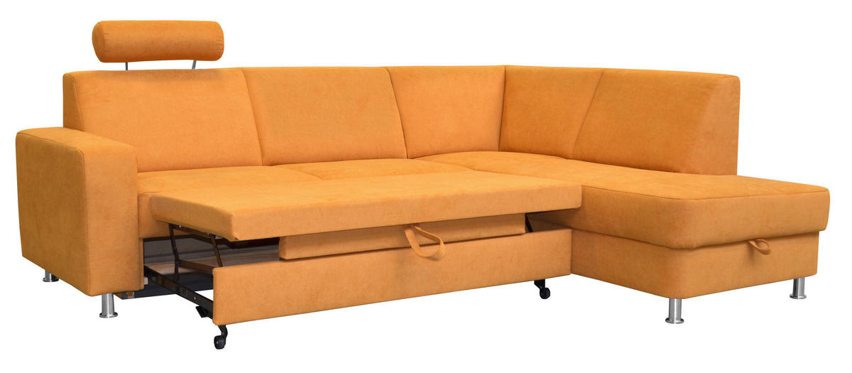 ECKSOFA Gelb Chenille  - Chromfarben/Gelb, Design, Kunststoff/Textil (248/198cm) - Xora