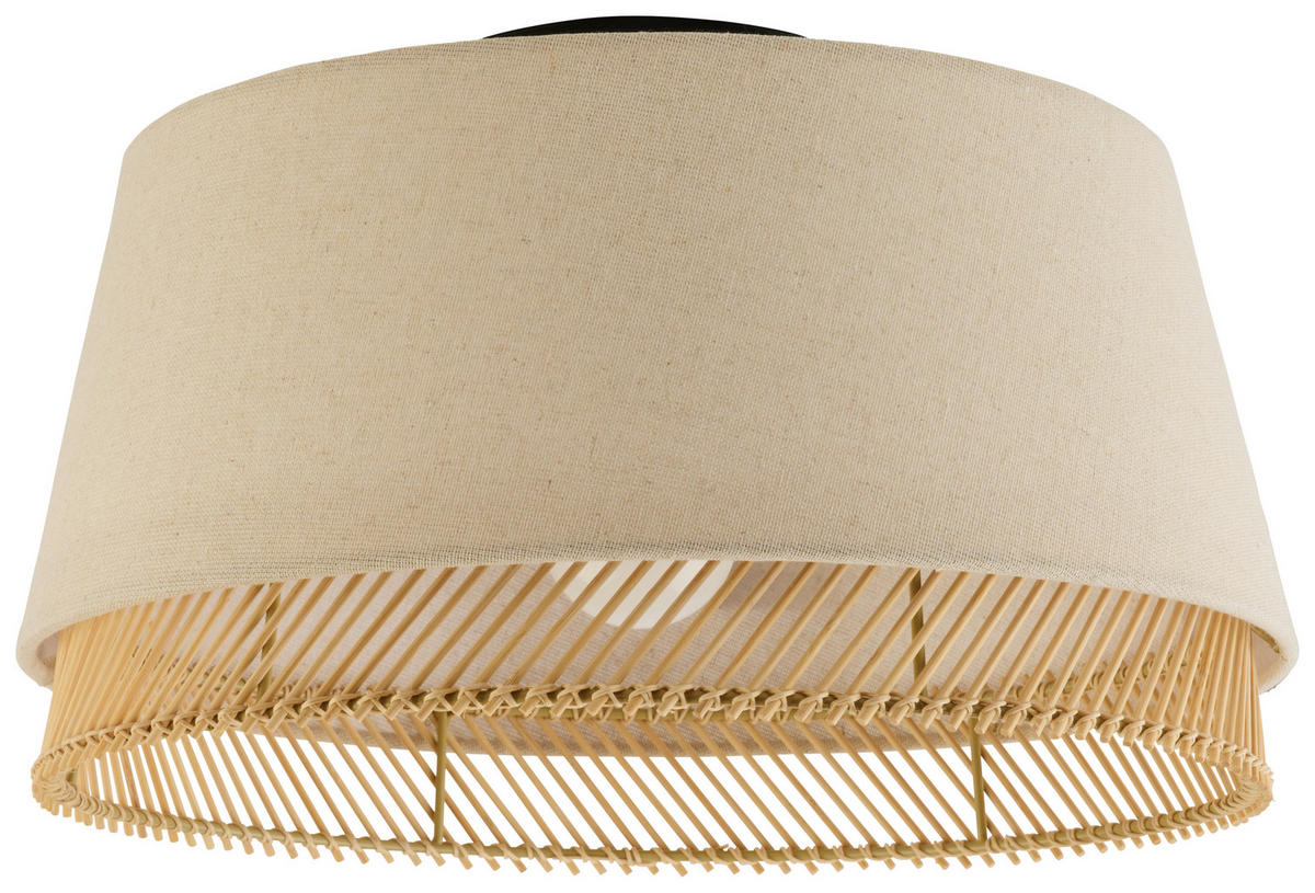 DECKENLEUCHTE  38/23,5 cm    - Schwarz/Braun, Natur, Holz/Textil (38/23,5cm)