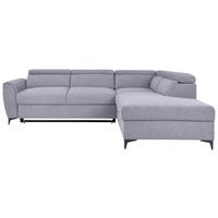 KOTNA SEDEŽNA GARNITURA, velur siva  - črna/siva, Konvencionalno, kovina/tekstil (255/217cm) - MID.YOU