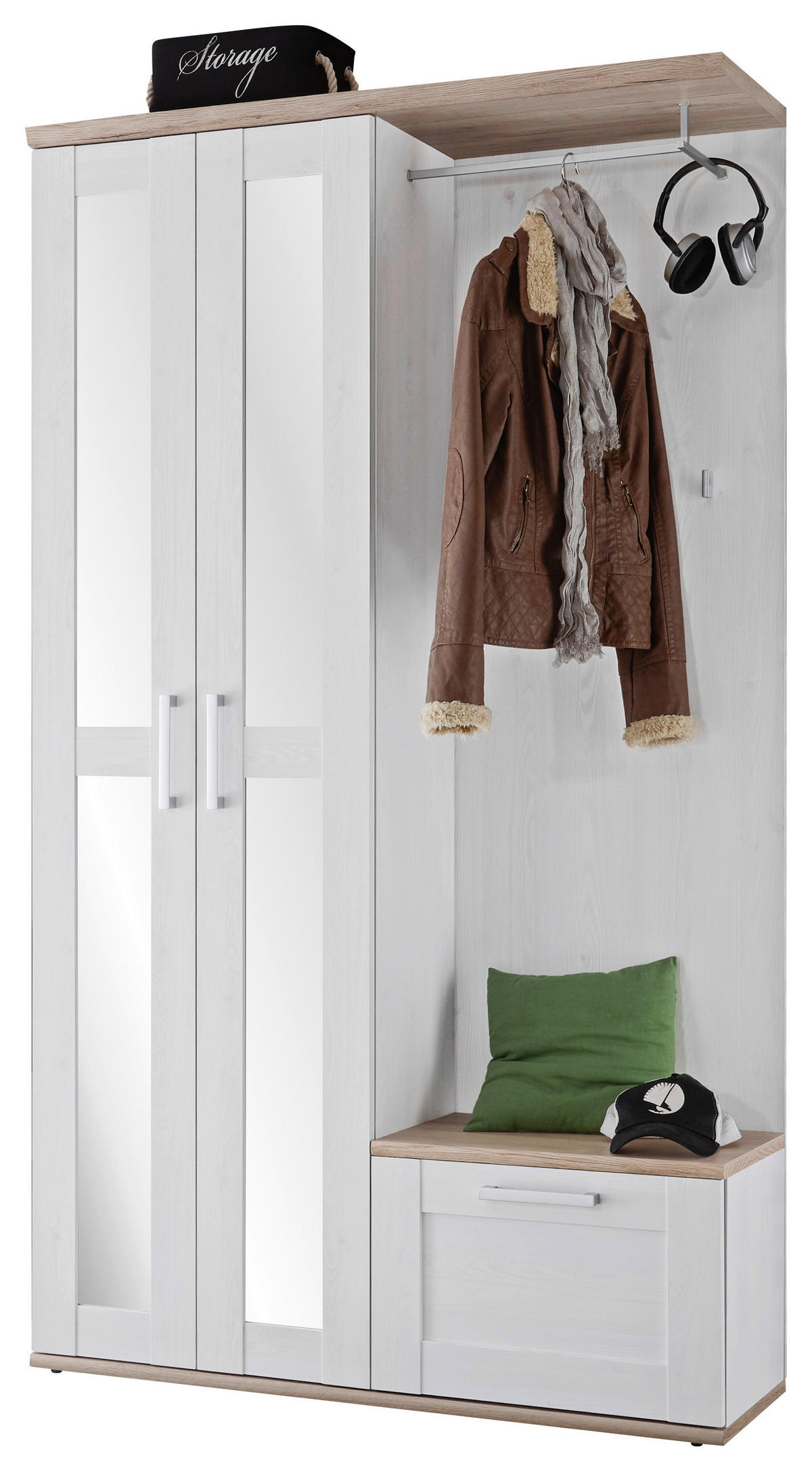 GARDEROBE 3-teilig  in 115/201/38 cm  - Lärchefarben/Weiß, KONVENTIONELL, Glas/Holzwerkstoff (115/201/38cm) - Xora