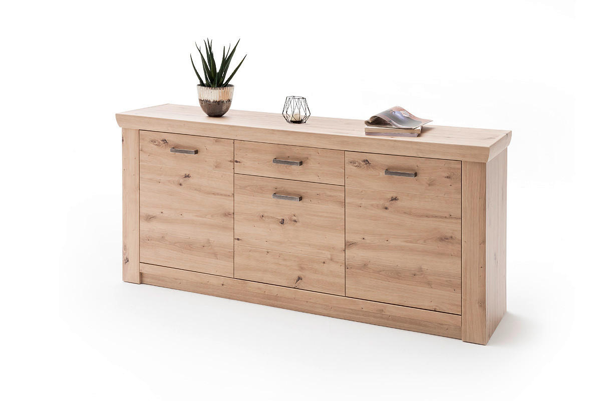 SIDEBOARD Maputo  in 183/84/45 cm  - Eichefarben/Nickelfarben, Design, Holzwerkstoff/Metall (183/84/45cm) - Livetastic
