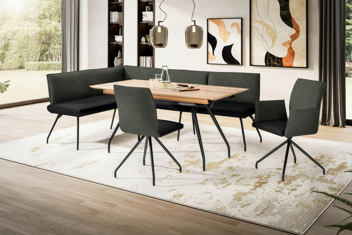 ECKBANK 165/225 cm  in Schwarz  - Schwarz, Design, Textil/Metall (165/225cm) - Moderano