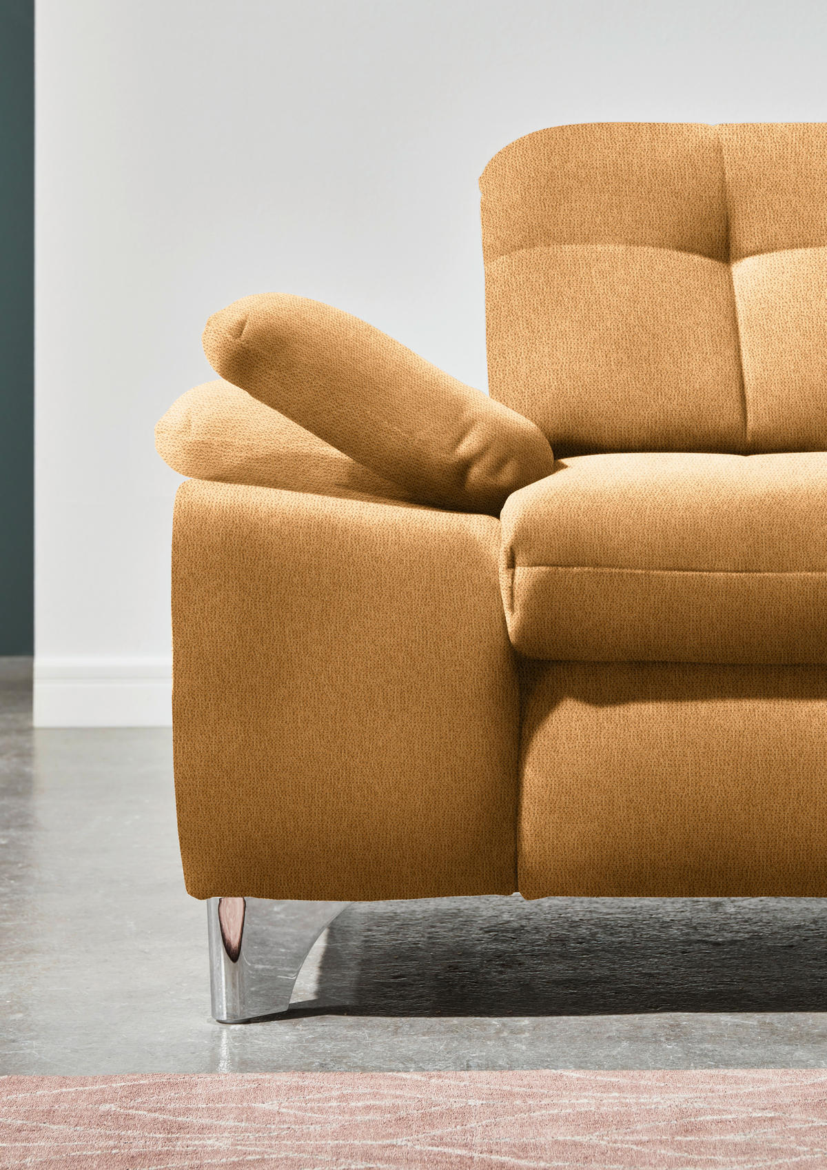 ECKSOFA in Chenille Currygelb  - Chromfarben/Currygelb, Design, Textil/Metall (310/260cm) - Beldomo Speed