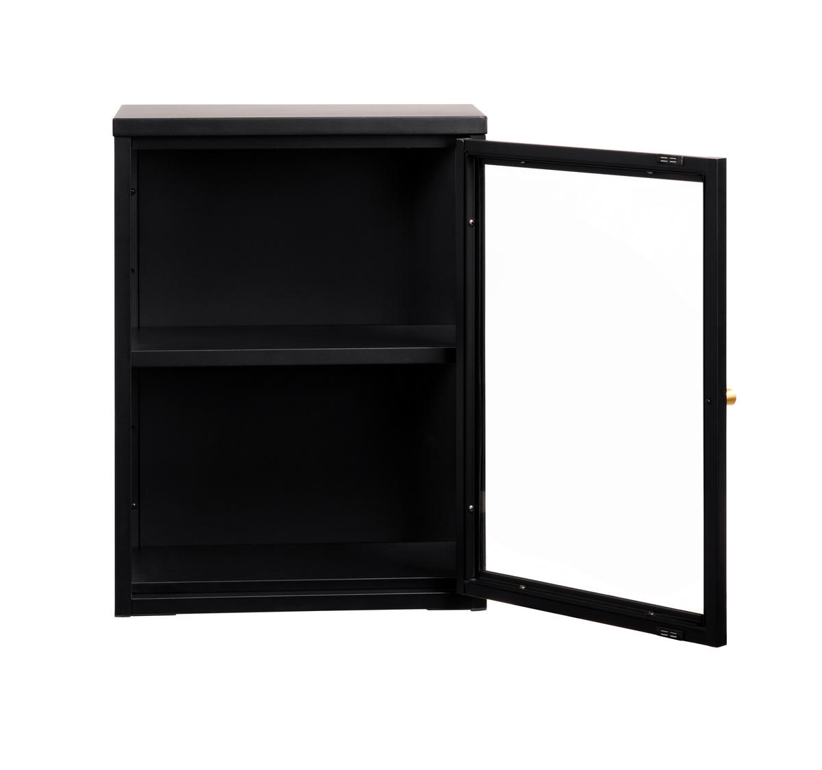 VÄGGHÄNGT VITRINSKÅP svart  45/60/25 cm  - svart/guldfärgad, Trend, metall/glas (45/60/25cm) - Xora