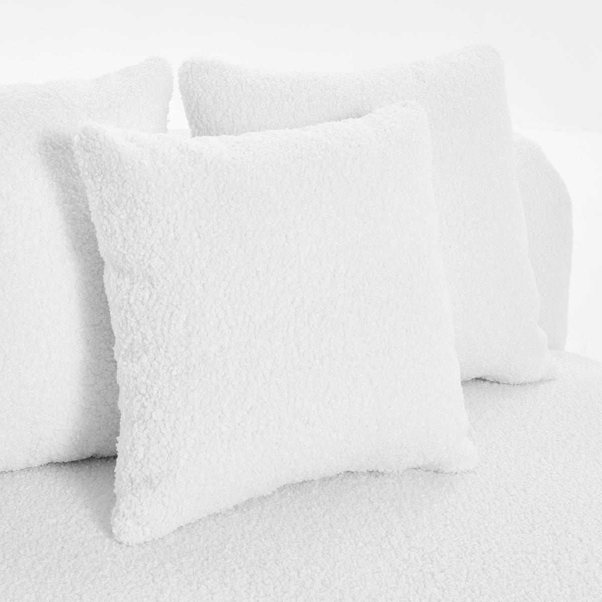 ECKSOFA in Flachgewebe, Teddystoff Weiss  - Weiss, Trend, Textil (300/315cm) - Livetastic