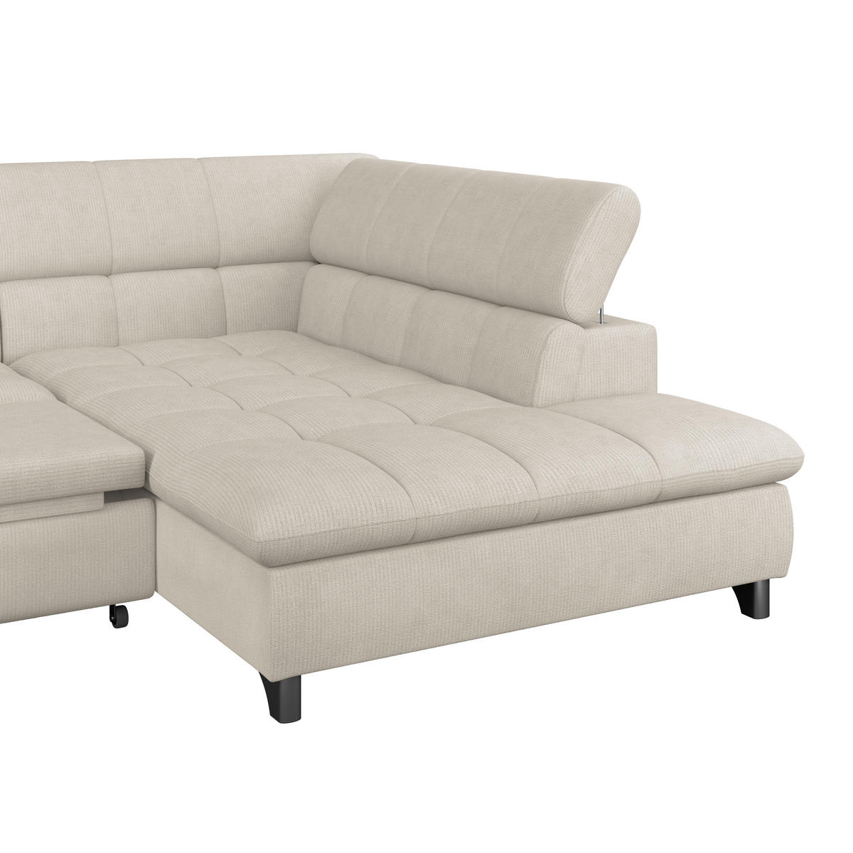 ECKSOFA Beige Chenille  - Chromfarben/Beige, KONVENTIONELL, Textil/Metall (312/234cm) - Livetastic