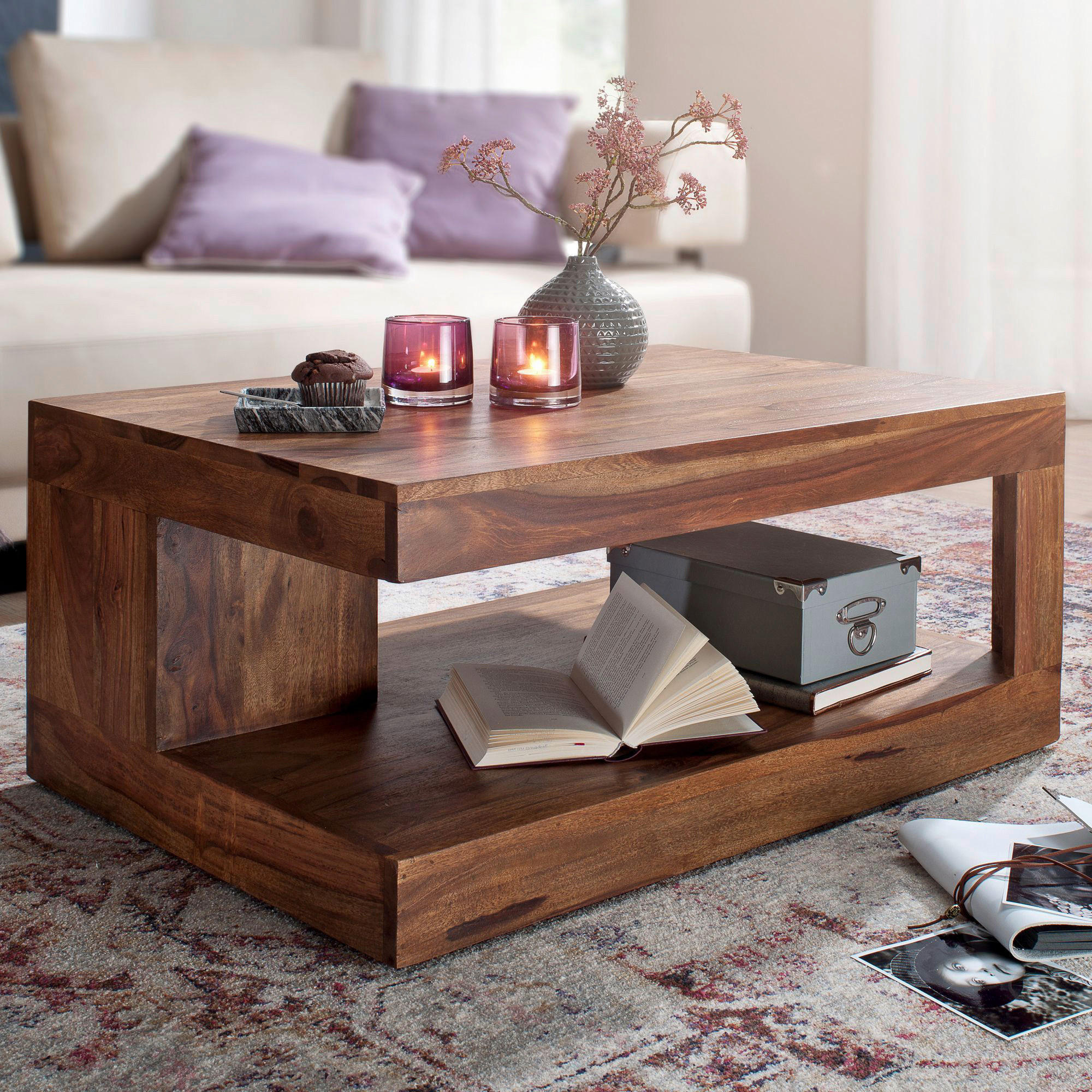 COUCHTISCH Sheesham massiv 60/90/40 cm rechteckig Sheeshamfarben  - Sheeshamfarben, MODERN, Holz (60/90/40cm) - MID.YOU